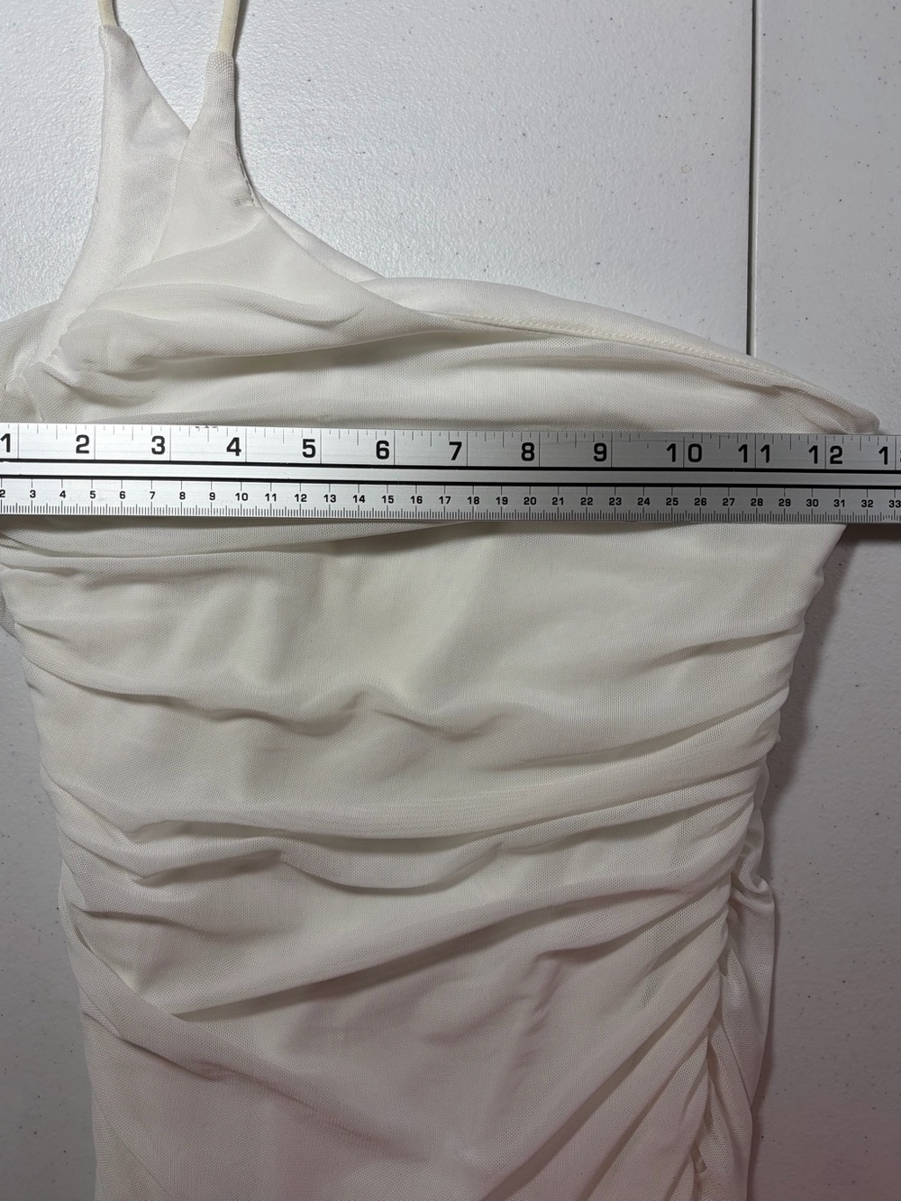 White Ruched One-Shoulder Bodycon Mini Dress (4) - Picture 6 of 11